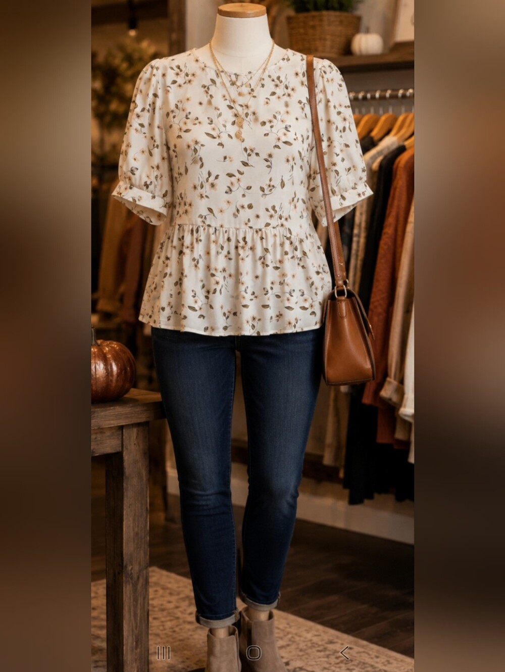 SHEIN Floral Ruffle Peplum Blouse